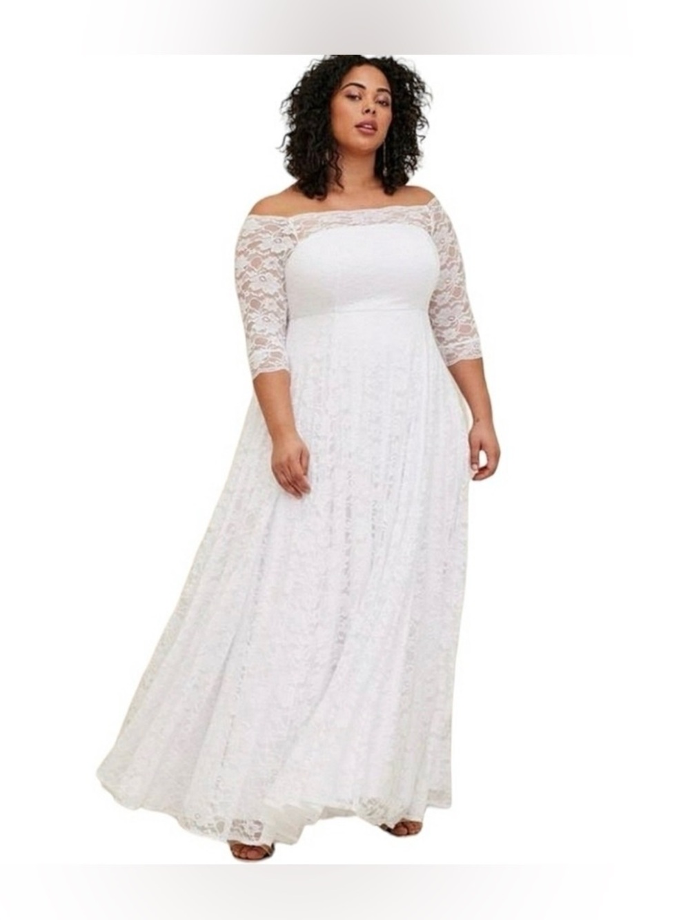 torrid White Off-Shoulder Lace Maxi Wedding Dress $238 I have 14,16